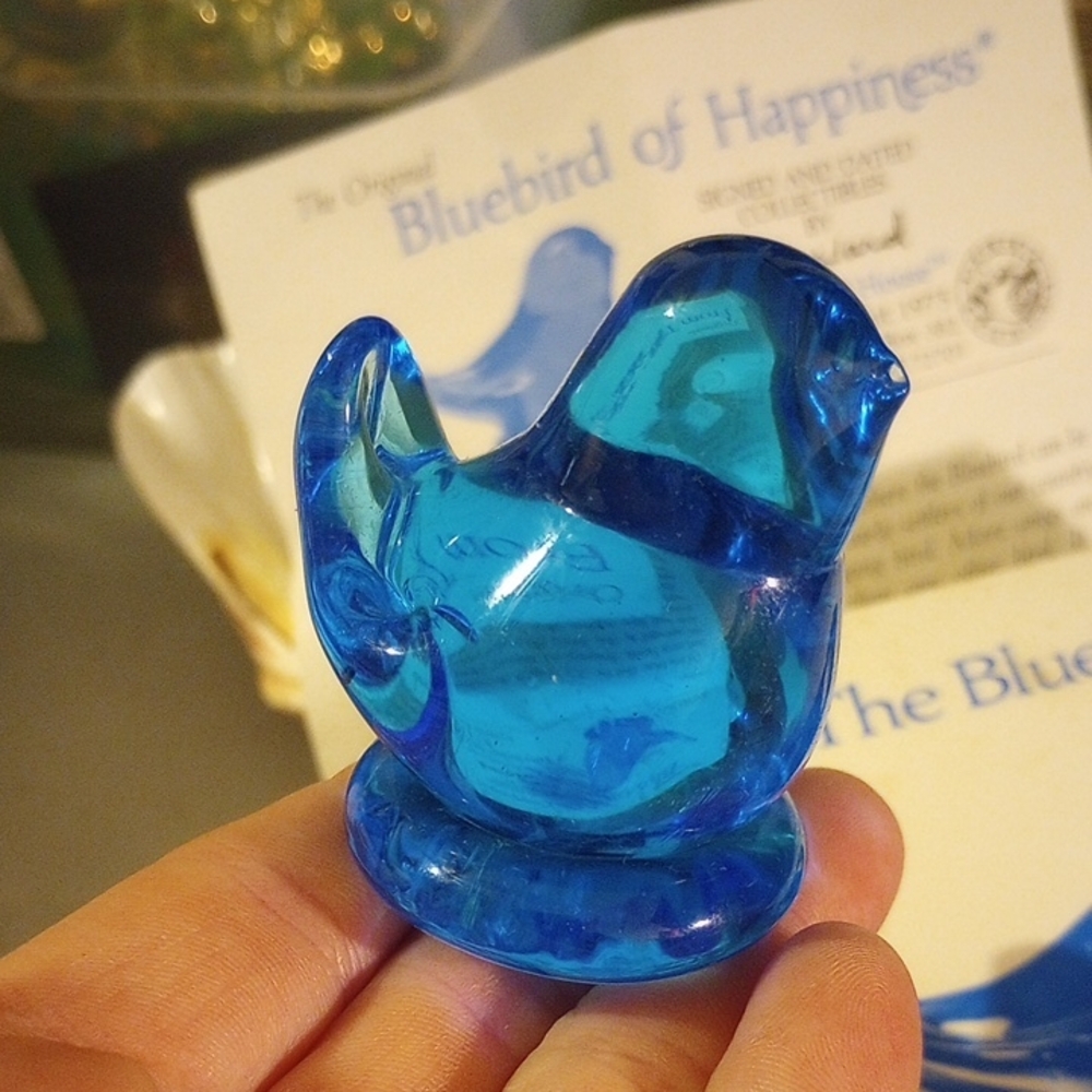 Bluebird of Happiness Glass Figurine Signed *